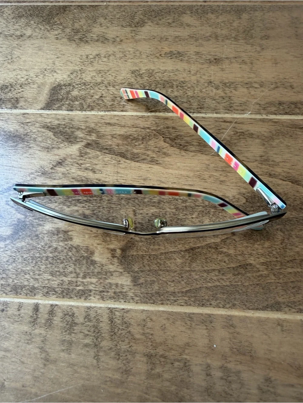 Kate Spade Shayla Black Frames with Multicolor Pastel Stripe Temples